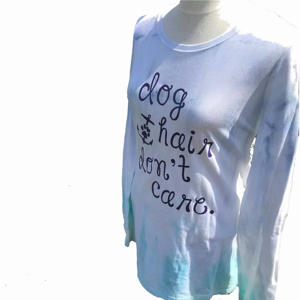 Long Sleeve Dog Hair Don't Care Tie-Dye T-shirt